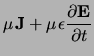 $\displaystyle \ensuremath{\mu_{}}{\bf J} + \ensuremath{\mu_{}}\ensuremath{\epsilon_{}}\ensuremath{\frac{\partial \ensuremath{{\bf E}}}{\partial t}}$