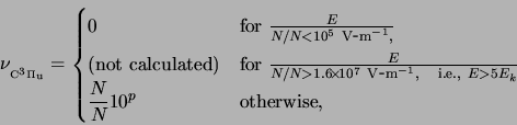 \begin{displaymath}
\nu_{_{\ensuremath{{{\rm C}^3\Pi_{\rm u}}}}}=
\begin{cases}
...
...isplaystyle{\frac{N}{N_}} 10^{p} & {\rm otherwise,}
\end{cases}\end{displaymath}