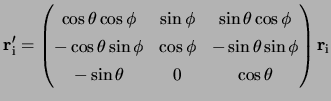 $\displaystyle \ensuremath{\bf r_{\rm i}}'=
\begin{pmatrix}\ensuremath{\cos{\the...
...theta}}& 0 & \ensuremath{\cos{\theta}}\end{pmatrix}
\ensuremath{\bf r_{\rm i}}$
