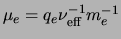 $ \ensuremath{\mu_{e}}=q_e\ensuremath{\nu_{\rm eff}}^{-1}\ensuremath{m_{e}}^{-1}$